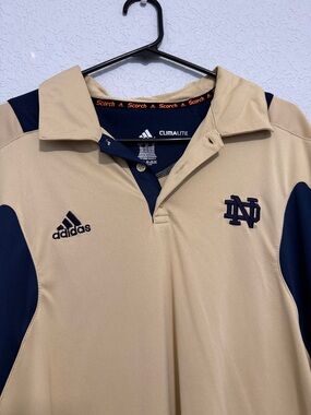 adidas Notre Dame Gold and Navy Scorch Climalite Polo